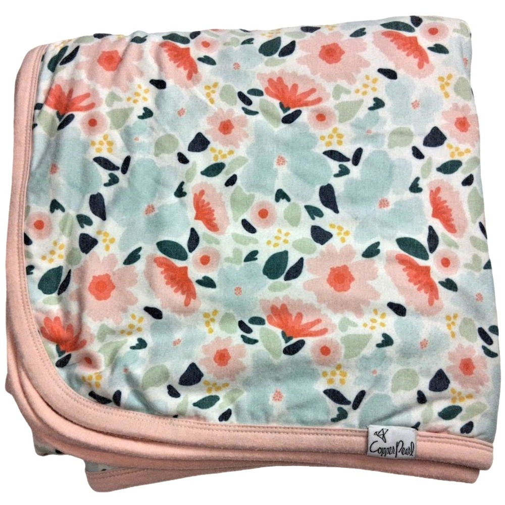 Flaw * Copper Pearl Leilani Three-Layer Quilt Blanket Baby Girl Floral Peach